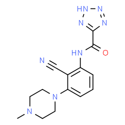 ChemSpider 2D Image | N-[2-Cyano-3-(4-methyl-1-piperazinyl)phenyl]-2H-tetrazole-5-carboxamide | C14H16N8O