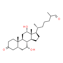 ChemSpider 2D Image | 7alpha,12alpha-Dihydroxy-3-oxo-5beta-cholestan-26-al | C27H44O4