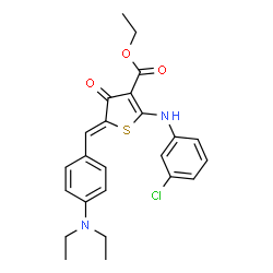 ChemSpider 2D Image | ETHYL (5Z)-2-[(3-CHLOROPHENYL)AMINO]-5-{[4-(DIETHYLAMINO)PHENYL]METHYLIDENE}-4-OXOTHIOPHENE-3-CARBOXYLATE | C24H25ClN2O3S