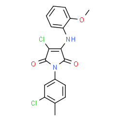 ChemSpider 2D Image | 3-Chloro-1-(3-chloro-4-methylphenyl)-4-[(2-methoxyphenyl)amino]-1H-pyrrole-2,5-dione | C18H14Cl2N2O3