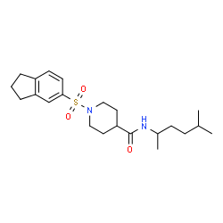 ChemSpider 2D Image | 1-(2,3-Dihydro-1H-inden-5-ylsulfonyl)-N-(5-methyl-2-hexanyl)-4-piperidinecarboxamide | C22H34N2O3S