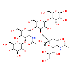 ChemSpider 2D Image | beta-D-Galp-(1->3)-beta-D-GalpNAc-(1->4)-[alpha-Neup5Ac-(2->3)]-beta-D-Galp-(1->4)-beta-D-Glcp | C37H62N2O29