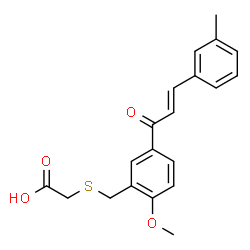 ChemSpider 2D Image | ({2-Methoxy-5-[(2E)-3-(3-methylphenyl)-2-propenoyl]benzyl}sulfanyl)acetic acid | C20H20O4S