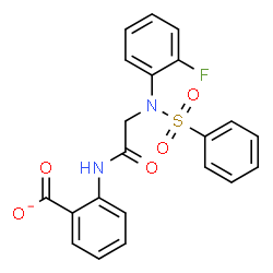 ChemSpider 2D Image | 2-{[N-(2-Fluorophenyl)-N-(phenylsulfonyl)glycyl]amino}benzoate | C21H16FN2O5S