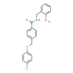 ChemSpider 2D Image | 4-{[(4-Chlorophenyl)sulfanyl]methyl}-N-(2-methoxybenzyl)benzamide | C22H20ClNO2S