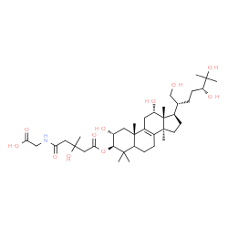 ChemSpider 2D Image | N-(3-Hydroxy-3-methyl-5-oxo-5-{[(2alpha,3beta,5xi,12alpha,24R)-2,12,21,24,25-pentahydroxylanost-8-en-3-yl]oxy}pentanoyl)glycine | C38H63NO11