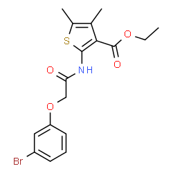 ChemSpider 2D Image | Ethyl 2-{[(3-bromophenoxy)acetyl]amino}-4,5-dimethyl-3-thiophenecarboxylate | C17H18BrNO4S