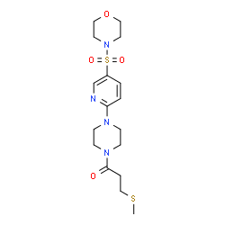 ChemSpider 2D Image | 3-(Methylsulfanyl)-1-{4-[5-(4-morpholinylsulfonyl)-2-pyridinyl]-1-piperazinyl}-1-propanone | C17H26N4O4S2