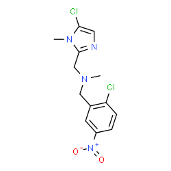 ChemSpider 2D Image | 1-(5-Chloro-1-methyl-1H-imidazol-2-yl)-N-(2-chloro-5-nitrobenzyl)-N-methylmethanamine | C13H14Cl2N4O2