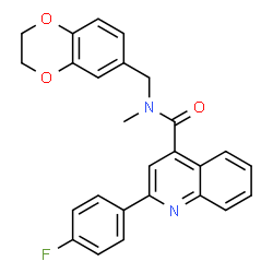 ChemSpider 2D Image | N-(2,3-Dihydro-1,4-benzodioxin-6-ylmethyl)-2-(4-fluorophenyl)-N-methyl-4-quinolinecarboxamide | C26H21FN2O3