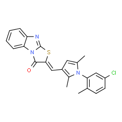ChemSpider 2D Image | (2Z)-2-{[1-(5-Chloro-2-methylphenyl)-2,5-dimethyl-1H-pyrrol-3-yl]methylene}[1,3]thiazolo[3,2-a]benzimidazol-3(2H)-one | C23H18ClN3OS