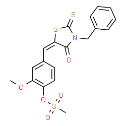 ChemSpider 2D Image | 4-[(E)-(3-Benzyl-4-oxo-2-thioxo-1,3-thiazolidin-5-ylidene)methyl]-2-methoxyphenyl methanesulfonate | C19H17NO5S3