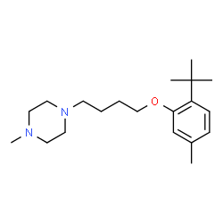 ChemSpider 2D Image | 1-Methyl-4-{4-[5-methyl-2-(2-methyl-2-propanyl)phenoxy]butyl}piperazine | C20H34N2O