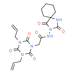 ChemSpider 2D Image | 2-(3,5-Diallyl-2,4,6-trioxo-1,3,5-triazinan-1-yl)-N-(2,4-dioxo-1,3-diazaspiro[4.5]dec-3-yl)acetamide | C19H24N6O6