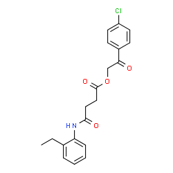ChemSpider 2D Image | 2-(4-Chlorophenyl)-2-oxoethyl 4-[(2-ethylphenyl)amino]-4-oxobutanoate | C20H20ClNO4