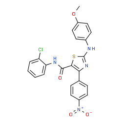 ChemSpider 2D Image | N-(2-Chlorophenyl)-2-[(4-methoxyphenyl)amino]-4-(4-nitrophenyl)-1,3-thiazole-5-carboxamide | C23H17ClN4O4S
