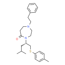 ChemSpider 2D Image | 4-{(2S)-4-Methyl-1-[(4-methylphenyl)sulfanyl]-2-pentanyl}-1-(2-phenylethyl)-1,4-diazepan-5-one | C26H36N2OS