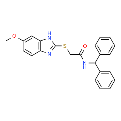 ChemSpider 2D Image | N-(Diphenylmethyl)-2-[(6-methoxy-1H-benzimidazol-2-yl)thio]acetamide | C23H21N3O2S