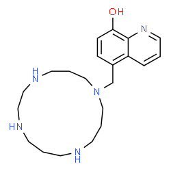ChemSpider 2D Image | 5-(1,4,8,12-Tetraazacyclopentadecan-8-ylmethyl)-8-quinolinol | C21H33N5O