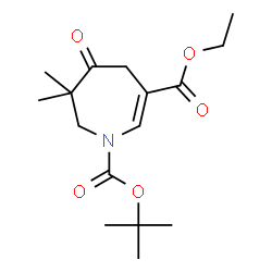 ChemSpider 2D Image | 3-Ethyl 1-(2-methyl-2-propanyl) 6,6-dimethyl-5-oxo-4,5,6,7-tetrahydro-1H-azepine-1,3-dicarboxylate | C16H25NO5