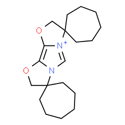 ChemSpider 2D Image | Dispiro[cycloheptane-1,3'-[1,3]oxazolo[3',2':3,4]imidazo[5,1-b][1,3]oxazol[6]ium-7',1''-cycloheptane] | C19H29N2O2