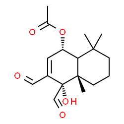 ChemSpider 2D Image | (1S,4S,4aS)-3,4-Diformyl-4-hydroxy-4a,8,8-trimethyl-1,4,4a,5,6,7,8,8a-octahydro-1-naphthalenyl acetate | C17H24O5
