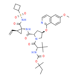 ChemSpider 2D Image | 3-Methyl-N-{[(2-methyl-2-butanyl)oxy]carbonyl}-L-valyl-(4R)-N-{(1R,2S)-1-[(cyclobutylsulfonyl)carbamoyl]-2-vinylcyclopropyl}-4-[(6-methoxy-1-isoquinolinyl)oxy]-L-prolinamide | C37H51N5O9S