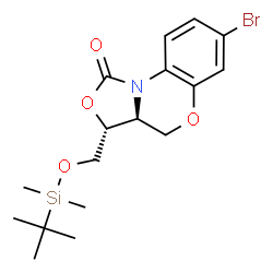 ChemSpider 2D Image | (3R,3aS)-7-Bromo-3-({[dimethyl(2-methyl-2-propanyl)silyl]oxy}methyl)-3a,4-dihydro-3H-[1,3]oxazolo[4,3-c][1,4]benzoxazin-1-one | C17H24BrNO4Si