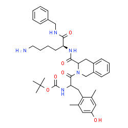 ChemSpider 2D Image | 2-Methyl-2-propanyl {1-[3-{[(2S)-6-amino-1-(benzylamino)-1-oxo-2-hexanyl]carbamoyl}-3,4-dihydro-2(1H)-isoquinolinyl]-3-(4-hydroxy-2,6-dimethylphenyl)-1-oxo-2-propanyl}carbamate | C39H51N5O6