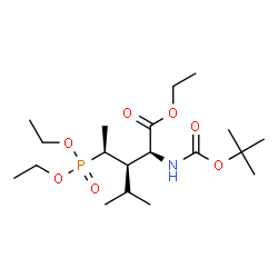 ChemSpider 2D Image | Ethyl (2S,3R,4S)-4-(diethoxyphosphoryl)-3-isopropyl-2-({[(2-methyl-2-propanyl)oxy]carbonyl}amino)pentanoate | C19H38NO7P