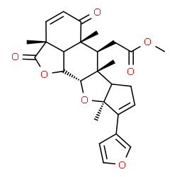 ChemSpider 2D Image | Methyl [(2aR,5aR,6S,6aR,9aS,10aS)-9-(3-furyl)-2a,5a,6a,9a-tetramethyl-2,5-dioxo-2a,5a,6,6a,6b,7,9a,10a,10b,10c-decahydro-2H,5H-cyclopenta[b]furo[2',3',4':4,5]naphtho[2,3-d]furan-6-yl]acetate | C27H30O7