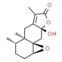 ChemSpider 2D Image | (1aS,4S,4aR,8aR,9aR)-8a-Hydroxy-4,4a,6-trimethyl-1a,2,3,4,4a,5,8a,9-octahydro-7H-oxireno[8,8a]naphtho[2,3-b]furan-7-one | C15H20O4