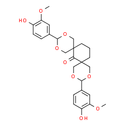 ChemSpider 2D Image | 3,11-Bis(4-hydroxy-3-methoxyphenyl)-2,4,10,12-tetraoxadispiro[5.1.5.3]hexadecan-7-one | C26H30O9