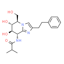 ChemSpider 2D Image | N-[(5R,6R,7R,8S)-6,7-Dihydroxy-5-(hydroxymethyl)-2-(2-phenylethyl)-5,6,7,8-tetrahydroimidazo[1,2-a]pyridin-8-yl]-2-methylpropanamide | C20H27N3O4
