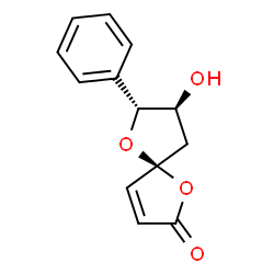 ChemSpider 2D Image | (5S,7R,8S)-8-Hydroxy-7-phenyl-1,6-dioxaspiro[4.4]non-3-en-2-one | C13H12O4