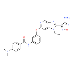 ChemSpider 2D Image | N-(3-{[2-(4-Amino-1,2,5-oxadiazol-3-yl)-1-ethyl-1H-imidazo[4,5-c]pyridin-6-yl]oxy}phenyl)-4-(dimethylamino)benzamide | C25H24N8O3