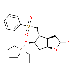 ChemSpider 2D Image | (3aR,4R,5R,6aS)-4-[(Phenylsulfonyl)methyl]-5-[(triethylsilyl)oxy]hexahydro-2H-cyclopenta[b]furan-2-ol | C20H32O5SSi