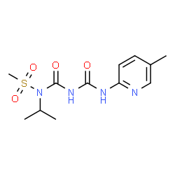 ChemSpider 2D Image | N-Isopropyl-N-{[(5-methyl-2-pyridinyl)carbamoyl]carbamoyl}methanesulfonamide | C12H18N4O4S