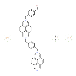 ChemSpider 2D Image | 2-[4-(Benzo[lmn][3,8]phenanthrolin-2-ium-2-ylmethyl)benzyl]-7-[4-(bromomethyl)benzyl]benzo[lmn][3,8]phenanthrolinediium trihexafluorophosphate | C44H32BrF18N4P3