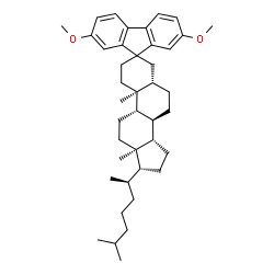 ChemSpider 2D Image | (5S,8R,9S,10S,13R,14S,17R)-2',7'-Dimethoxy-10,13-dimethyl-17-[(2R)-6-methyl-2-heptanyl]-1,2,4,5,6,7,8,9,10,11,12,13,14,15,16,17-hexadecahydrospiro[cyclopenta[a]phenanthrene-3,9'-fluorene] | C41H58O2
