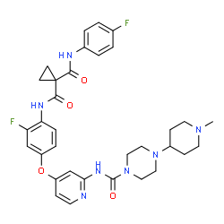 ChemSpider 2D Image | N-(2-Fluoro-4-{[2-({[4-(1-methyl-4-piperidinyl)-1-piperazinyl]carbonyl}amino)-4-pyridinyl]oxy}phenyl)-N'-(4-fluorophenyl)-1,1-cyclopropanedicarboxamide | C33H37F2N7O4