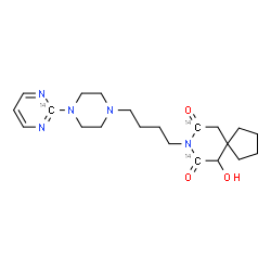 ChemSpider 2D Image | 6-Hydroxy-8-(4-{4-[(2-~14~C)-2-pyrimidinyl]-1-piperazinyl}butyl)(7,9-~14~C_2_)-8-azaspiro[4.5]decane-7,9-dione | C1814C3H31N5O3