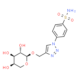 ChemSpider 2D Image | 4-{4-[(alpha-D-Arabinopyranosyloxy)methyl]-1H-1,2,3-triazol-1-yl}benzenesulfonamide | C14H18N4O7S