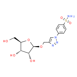 ChemSpider 2D Image | 4-{4-[(beta-D-Ribofuranosyloxy)methyl]-1H-1,2,3-triazol-1-yl}benzenesulfonamide | C14H18N4O7S