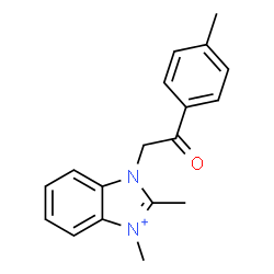 ChemSpider 2D Image | 2,3-Dimethyl-1-[2-(4-methylphenyl)-2-oxoethyl]-1H-3,1-benzimidazol-3-ium | C18H19N2O