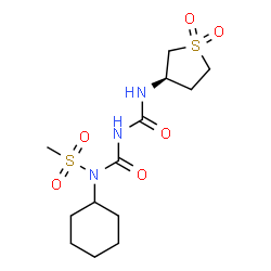 ChemSpider 2D Image | N-Cyclohexyl-N-({[(3R)-1,1-dioxidotetrahydro-3-thiophenyl]carbamoyl}carbamoyl)methanesulfonamide | C13H23N3O6S2