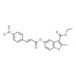 ChemSpider 2D Image | Ethyl 2-methyl-5-{[(2E)-3-(4-nitrophenyl)-2-propenoyl]oxy}-1-benzofuran-3-carboxylate | C21H17NO7