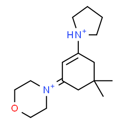 ChemSpider 2D Image | 4-[5,5-Dimethyl-3-(1-pyrrolidiniumyl)-2-cyclohexen-1-ylidene]morpholin-4-ium | C16H28N2O