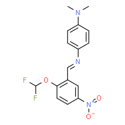 ChemSpider 2D Image | 4-{(E)-[2-(Difluoromethoxy)-5-nitrobenzylidene]amino}-N,N-dimethylaniline | C16H15F2N3O3