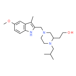 ChemSpider 2D Image | 2-{1-Isobutyl-4-[(5-methoxy-3-methyl-1H-indol-2-yl)methyl]-2-piperazinyl}ethanol | C21H33N3O2